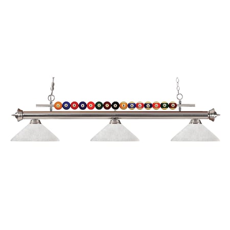 Z-Lite Shark 3 Light Billiard Light, Brushed Nickel & White Linen 170BN-AWL14